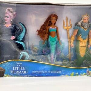 Disney The Little Mermaid Ariel/King Triton/Ursula Doll Set Of 3 - MATTEL NIB